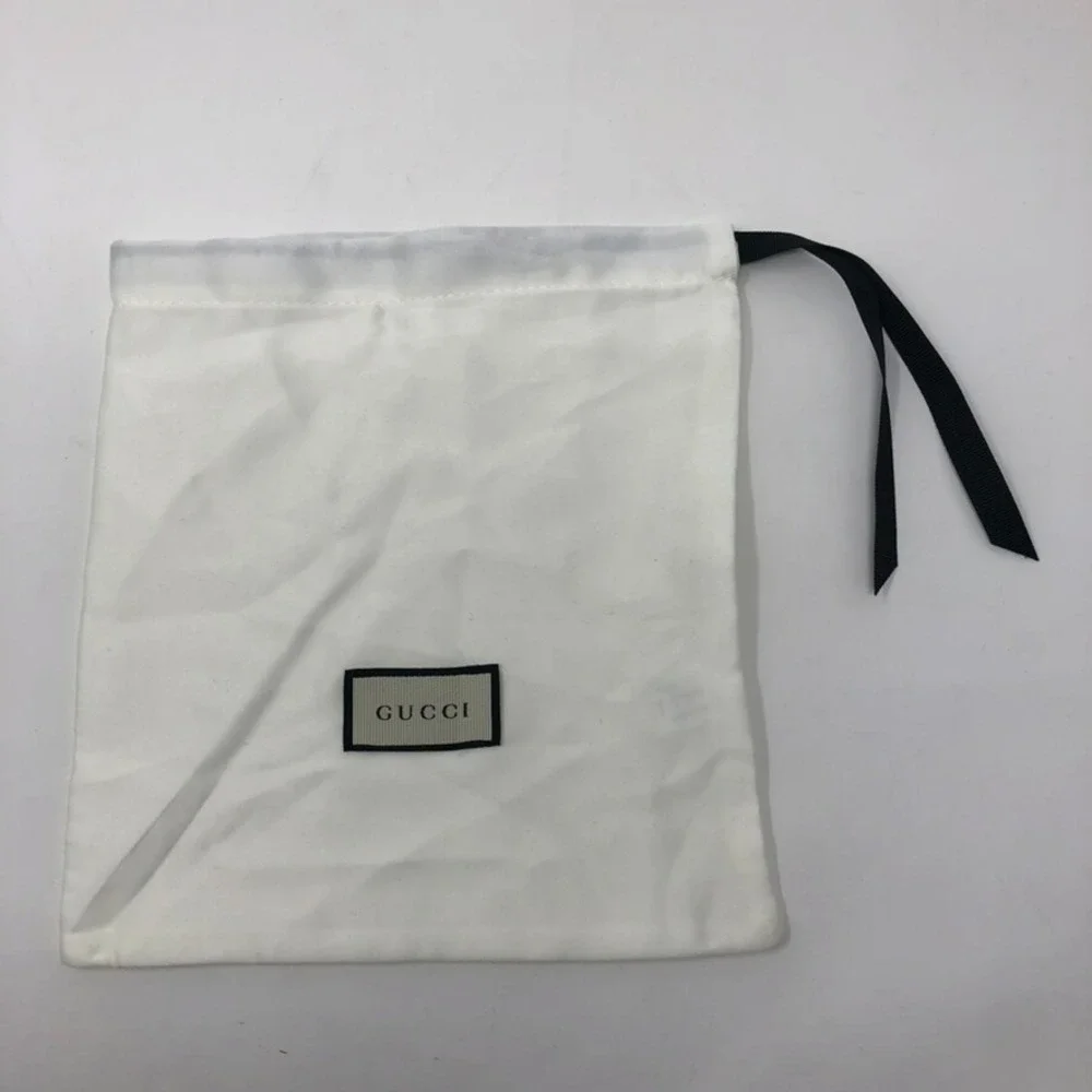 Authentic Gucci Satin Dust Bag Jewelry Belt Small Square White Green Logo Ribbon